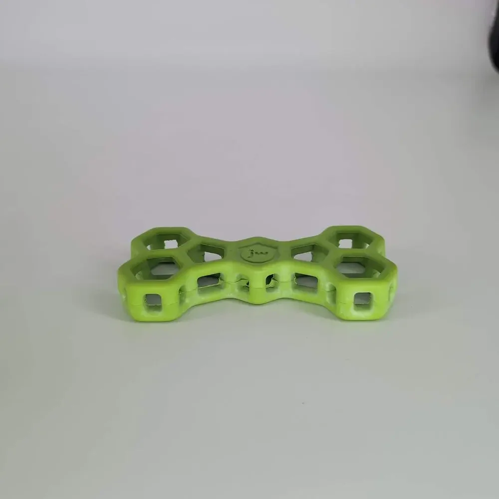 JW Pet Hol-ee Bone Lime Green Puppy Dog Toy / Puzzle / Chew Treat Toy - GUC